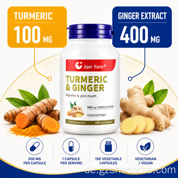 Shecome Kurkuma-Curcumin-Kapseln Ingwer-Immununterstützung